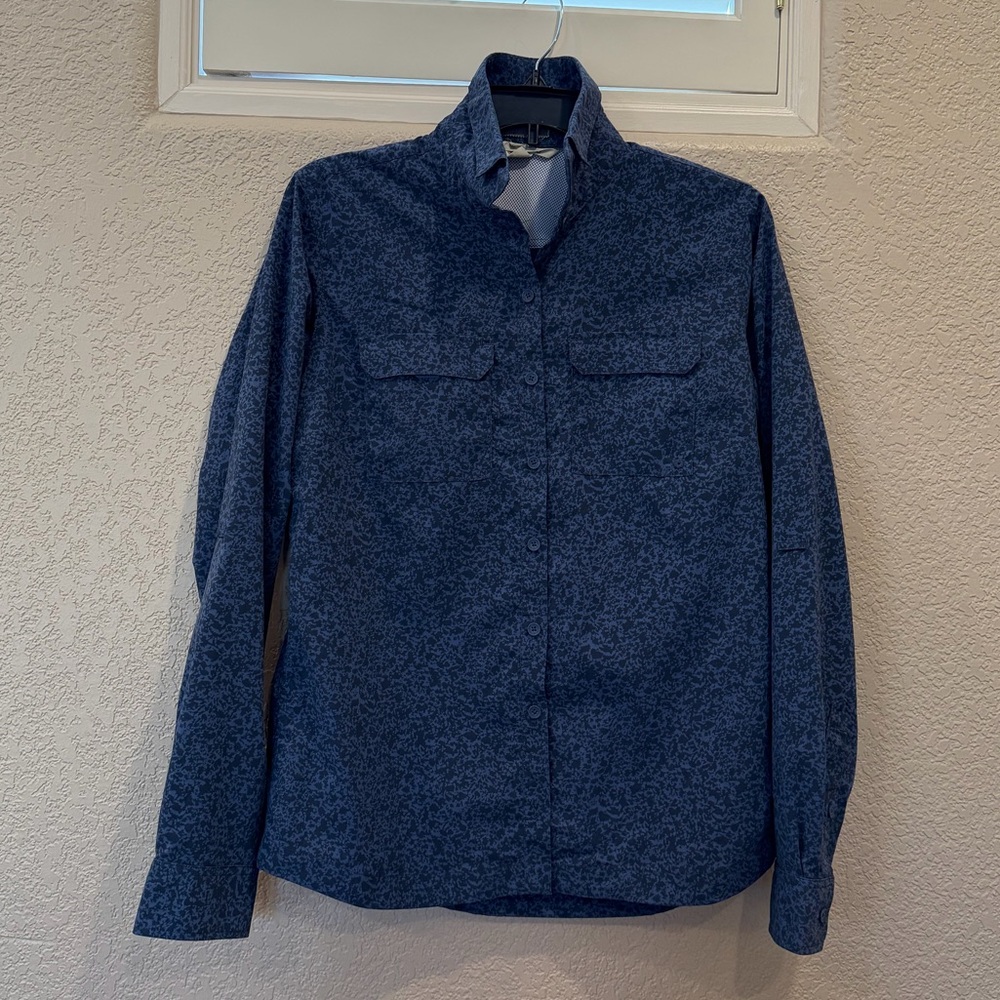 Exofficio Navy & Black Speckled Button Down Shirt